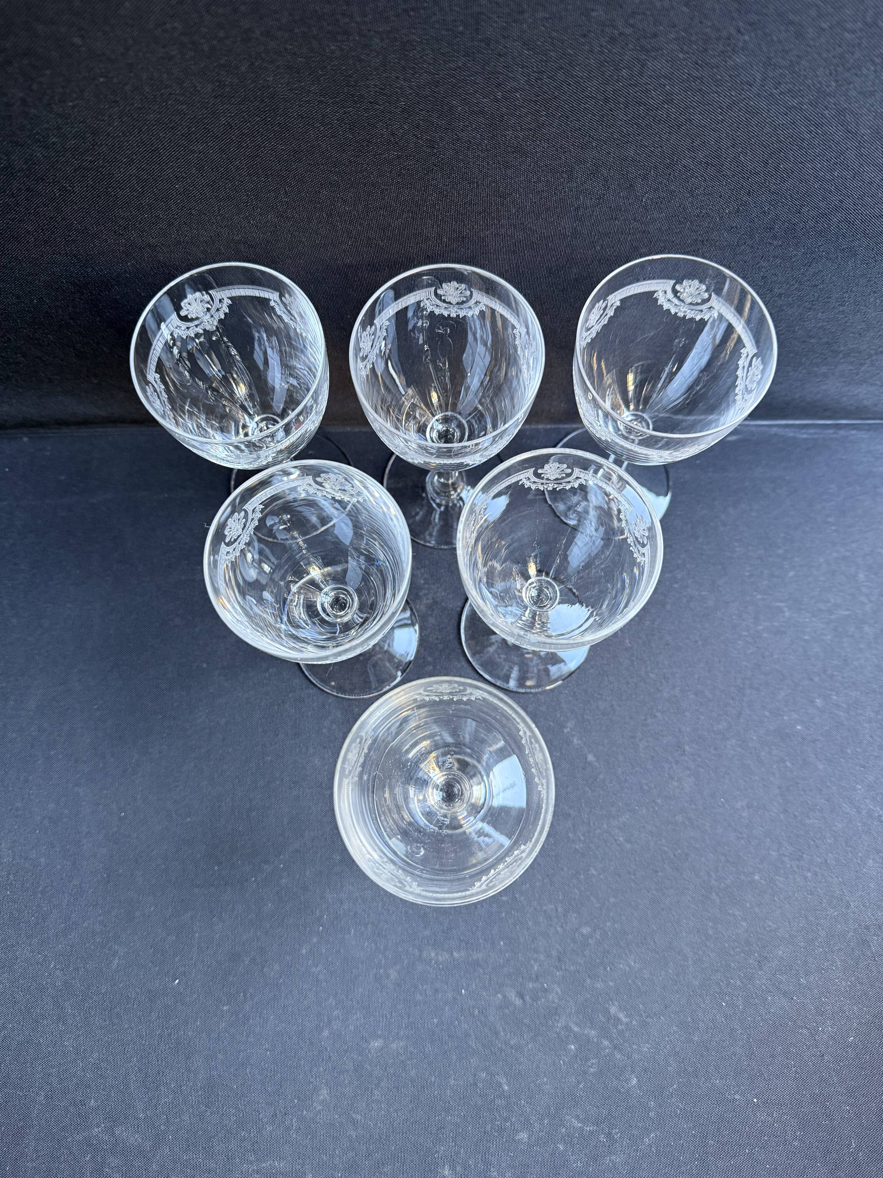 6 Saint Louis wine glasses Manon service Pantograph engraving IV