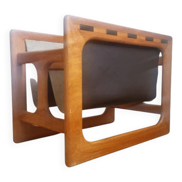 Midcentury Teak Magazine Rack, Salin Møbler, Aksel Kjersgaard, Denmark, 1970s
