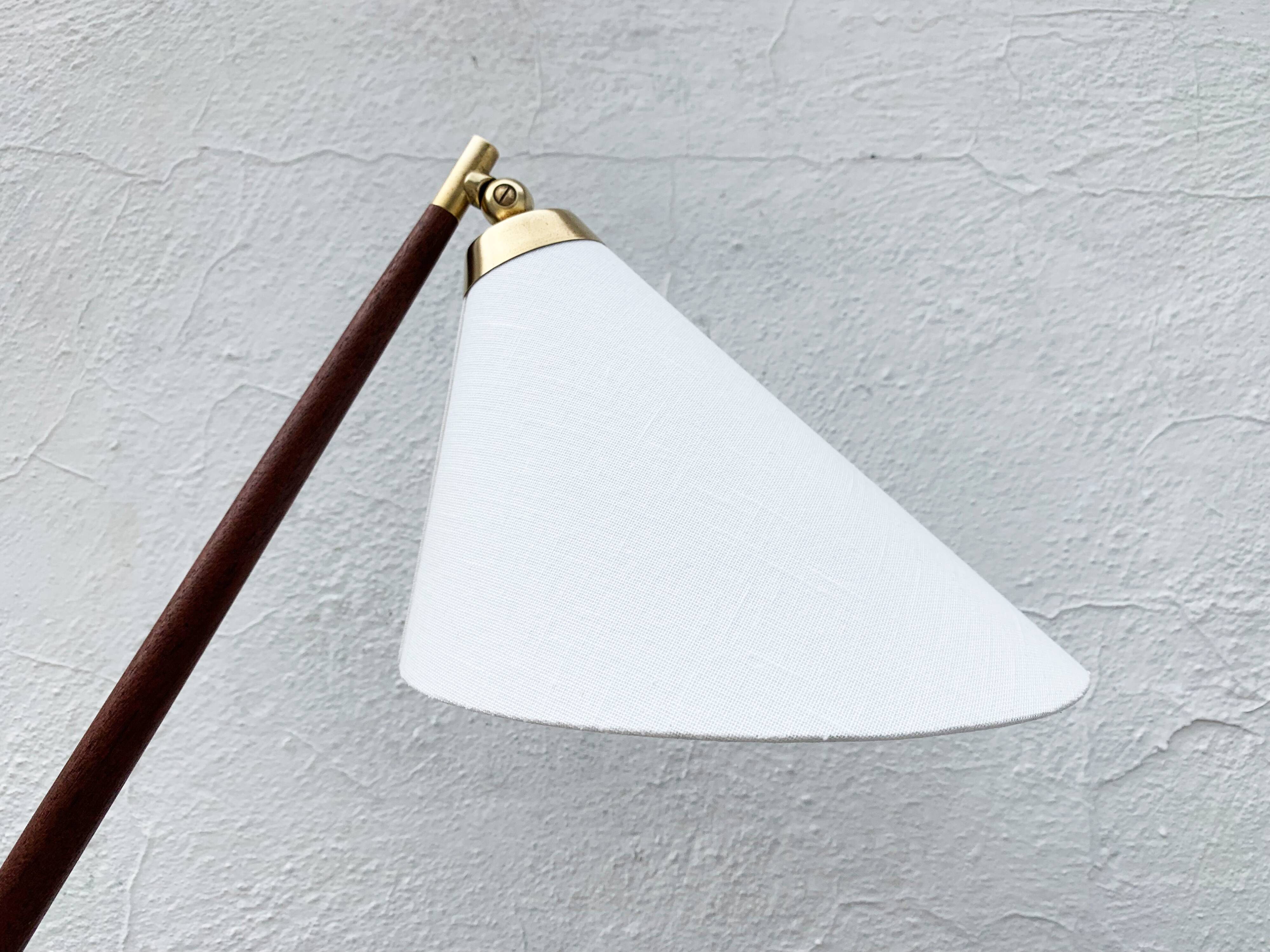 Poul Dinesen - Th. Valentines. Teak And Brass Table Lamp, Mid-20th Century