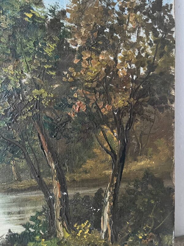 Apres-midi sur le lac, huile sur toile signé