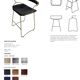 Sculptural bar stool with a brass metal backrest and dark brown leather.