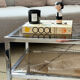 Table Basse Vintage Chrome & Verre Fumé (Style Belgo Chrom)
