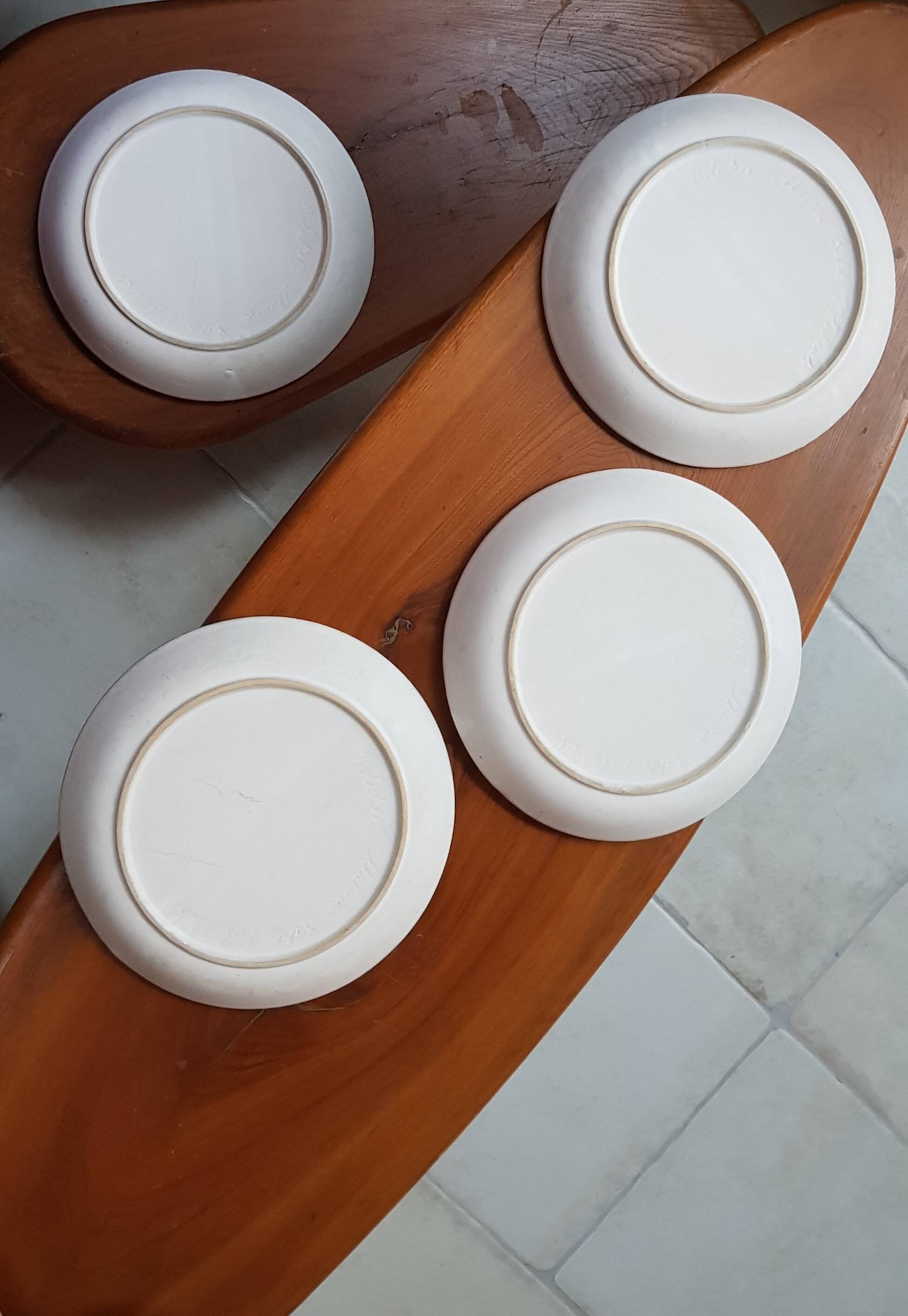 4 vintage ceramic plates Sars Poterie