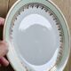 French porcelain dessert plates, green and gold.