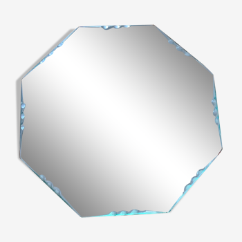 Small octagonal mirror beveled art deco  24x24cm