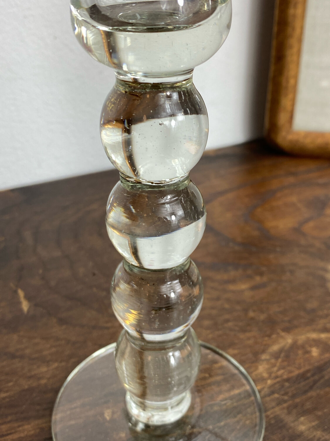 Pair of blown glass candlesticks