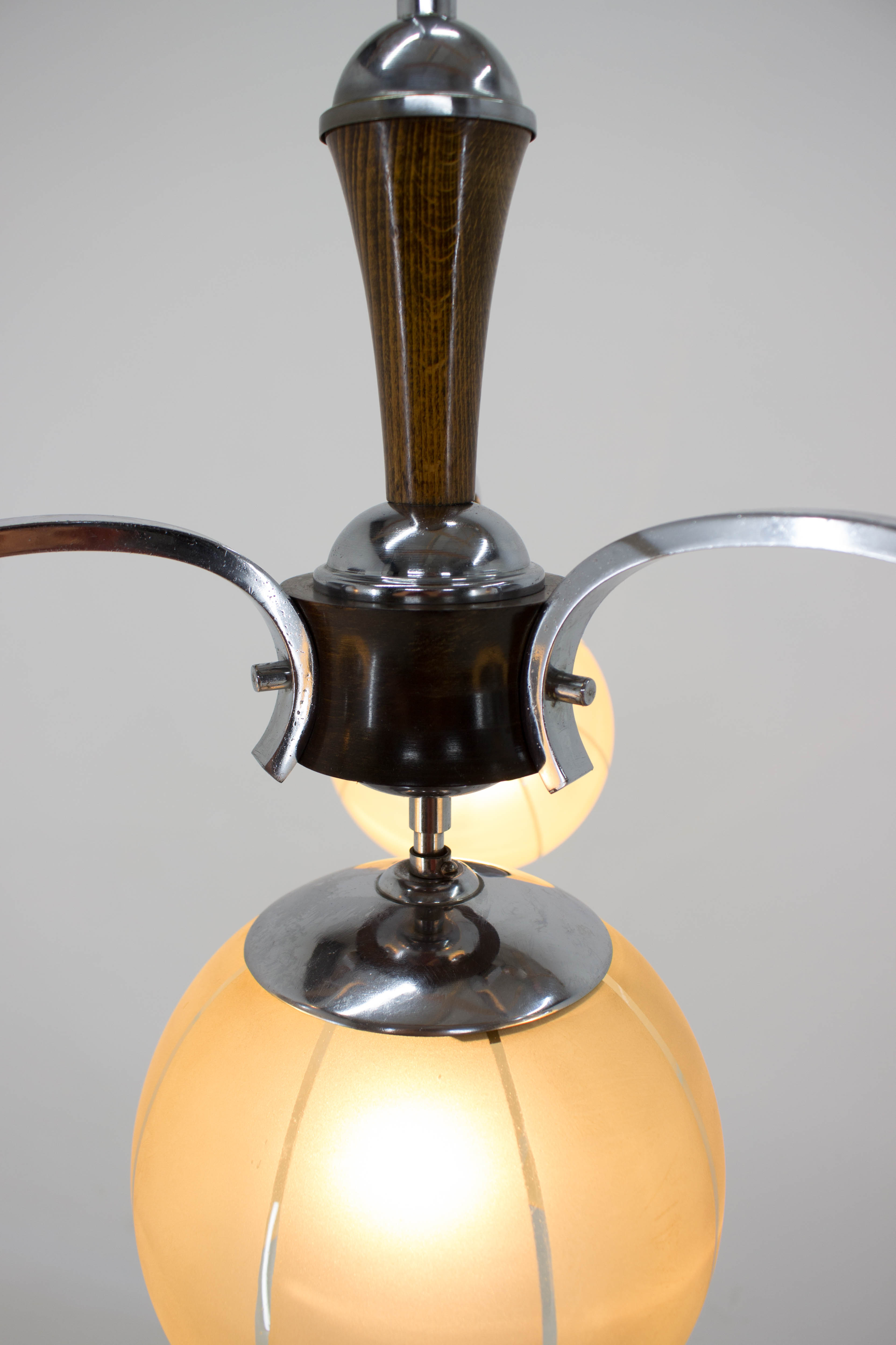 Chrome-plated Art Deco Chandelier, 1940s