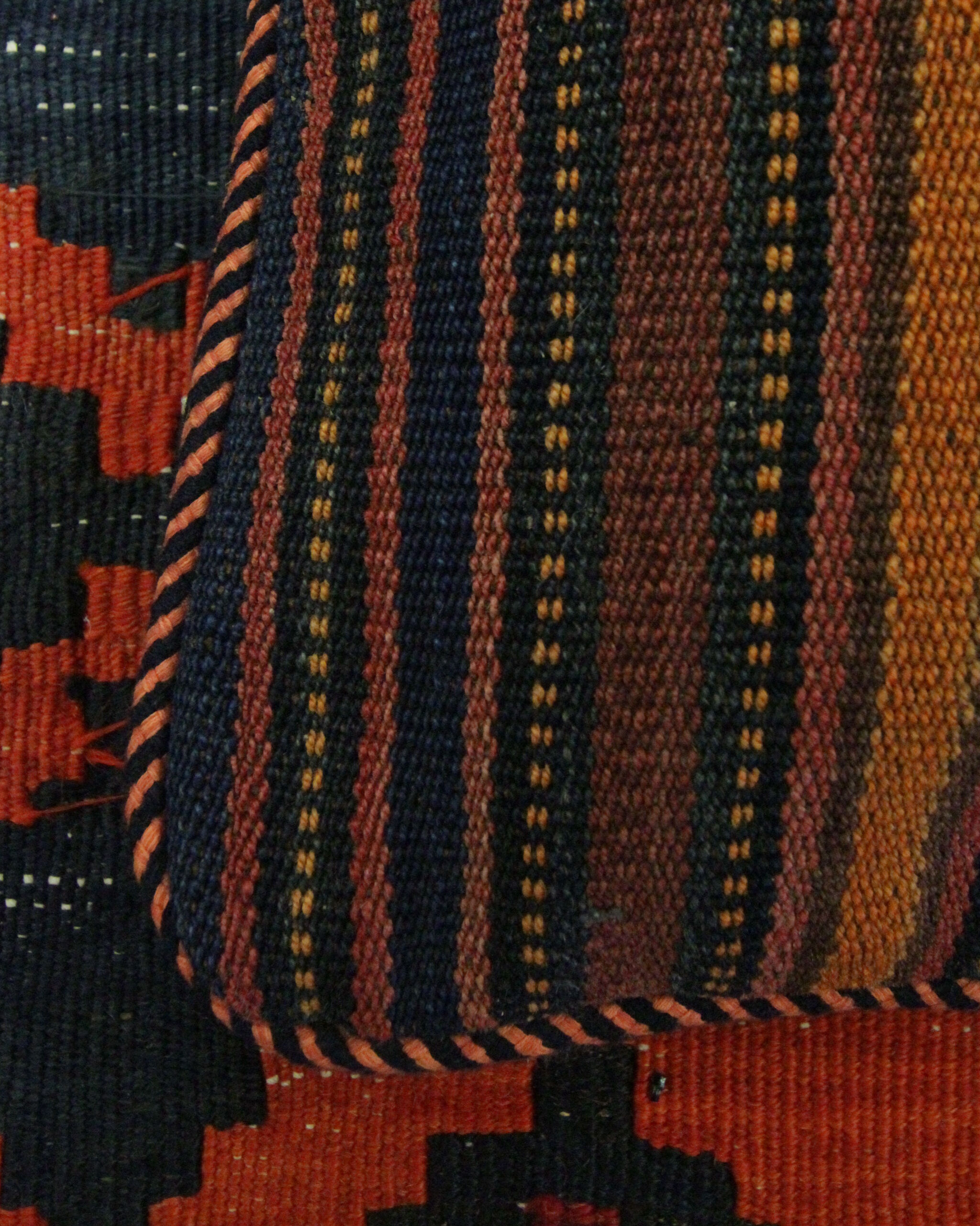 Striped Kilim Cushion Cover Handwoven Wool Scatter Pillow- 35x35cm