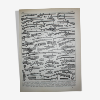 Engraving • Antique rifles, rifle, weapons • Original lithograph from 1898