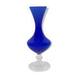 Soliflore in white interior blue glass 17cm