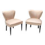 Paire de fauteuils cocktails vintage en satin beige, 1950