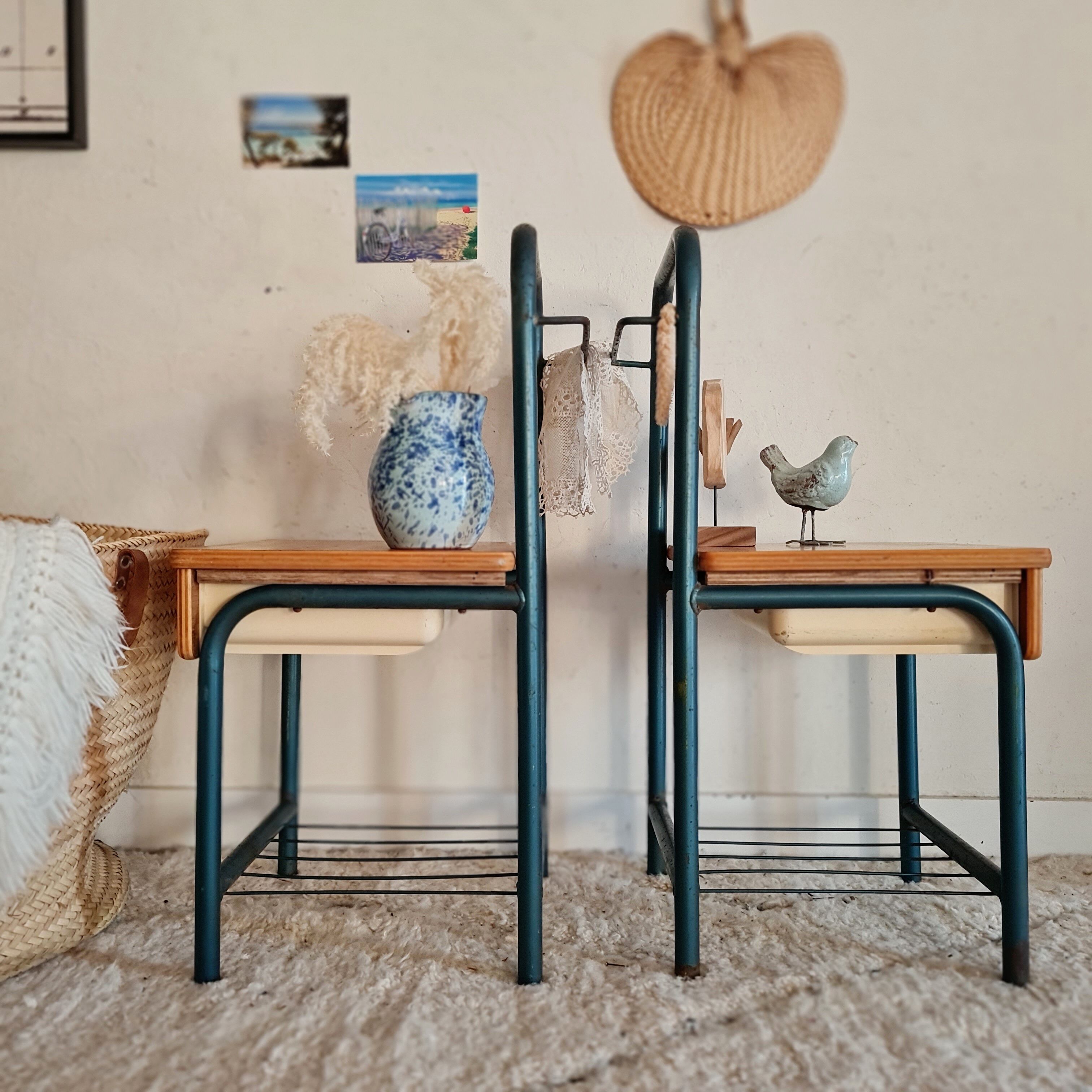 Pair of bedside boarding schools old 50s