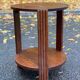 Table d'appoint ronde art déco en chêne massif 1950