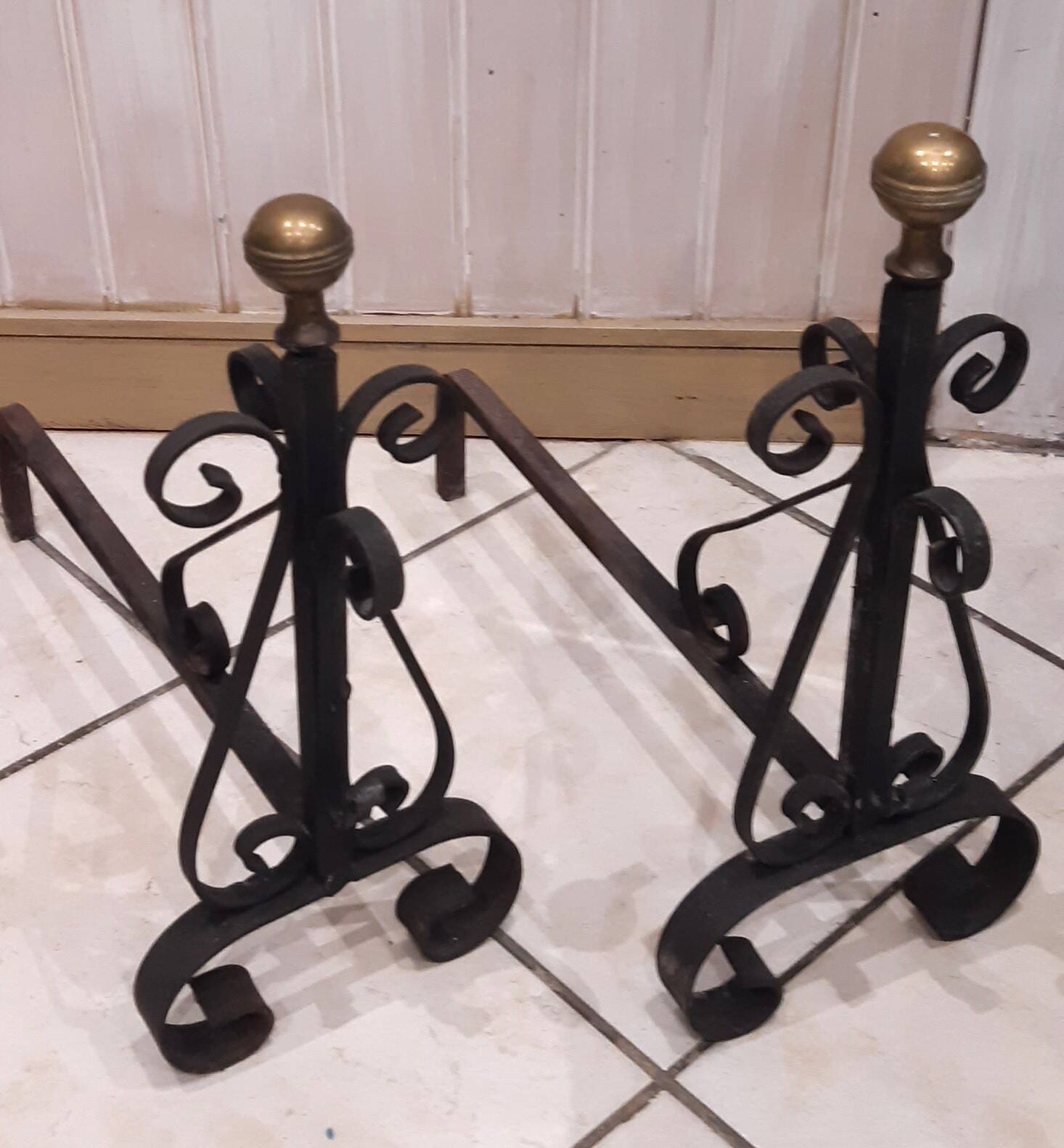 Pair of fireplace andirons