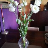Crystal vase, tulip collar, faceted