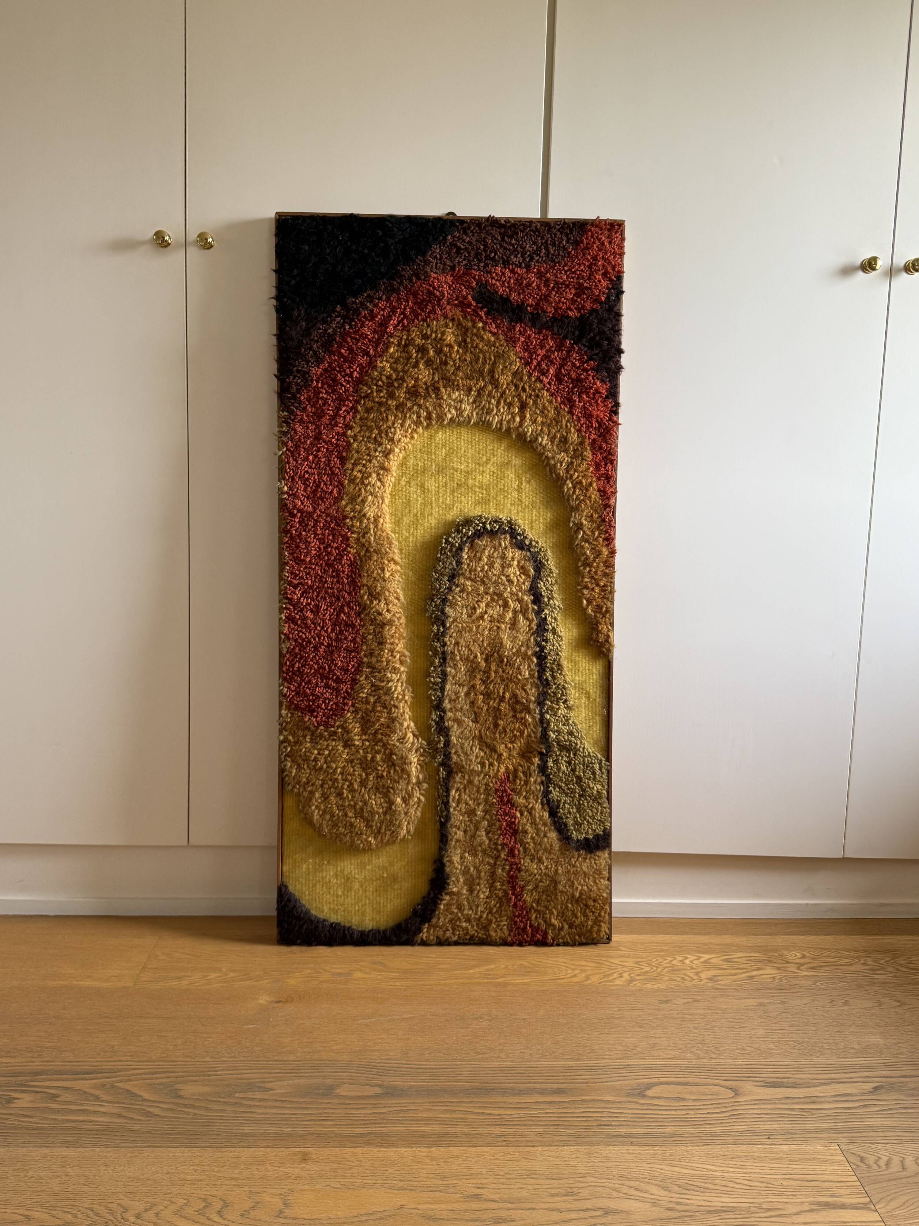 Space Age Wall Tapestry | Italian Mid-Century Fabric Art 1970s