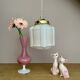 Vintage art deco globe pendant light in pale pink opaline.