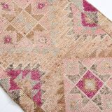 3x12 Pink & Cream Turkish Runner Rug, 80x364Cm