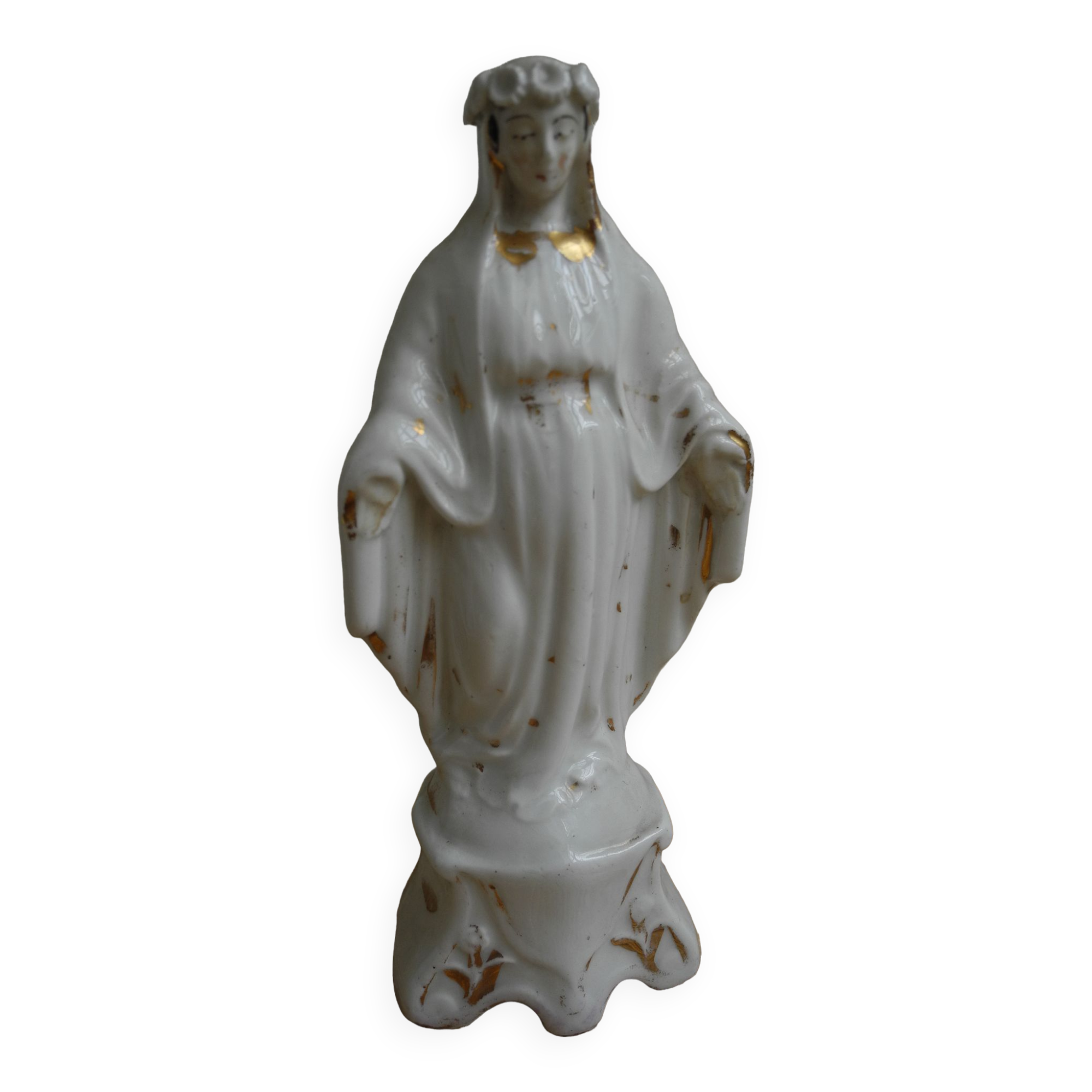 Ancient porcelain statuette virgin xixth