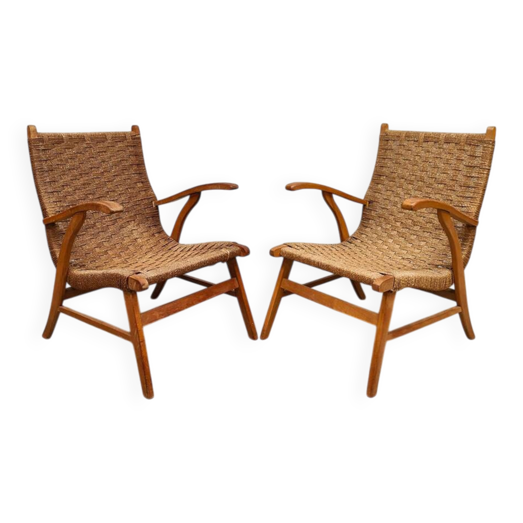 Vintage Dutch design rope chairs Vroom & Dreesman 1960