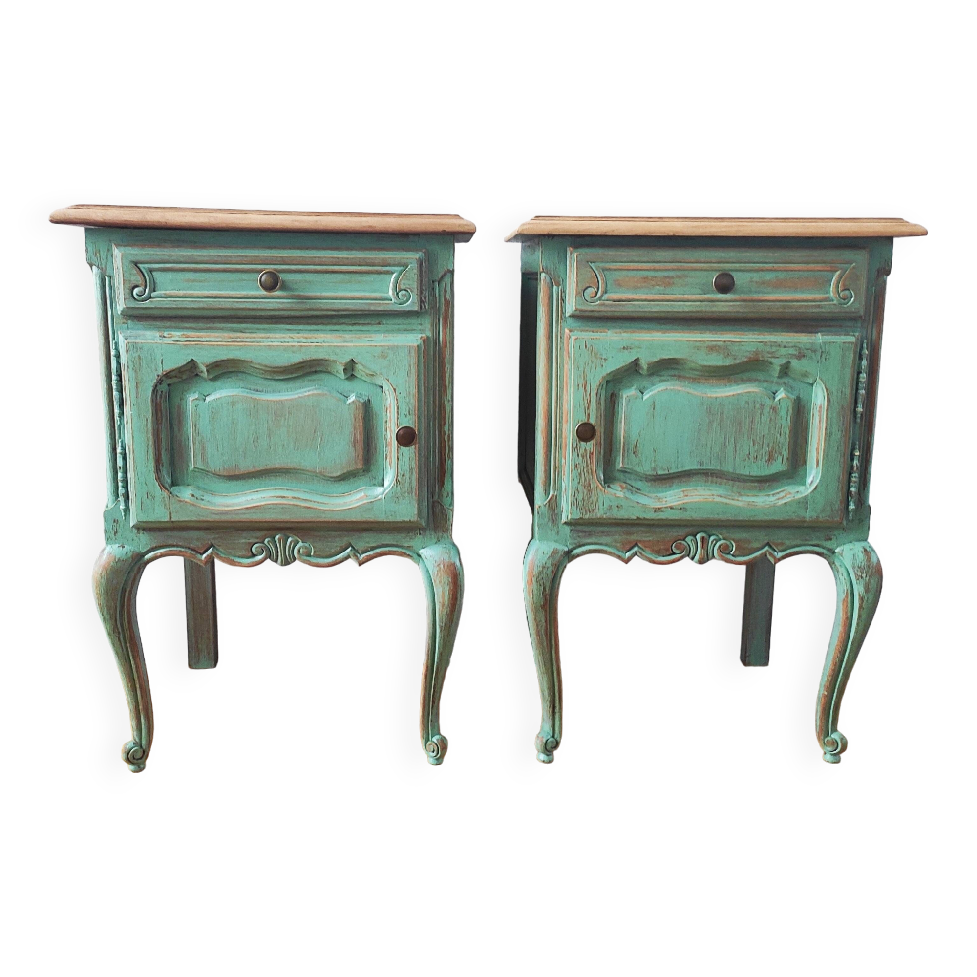 Pair of patinated bedside tables