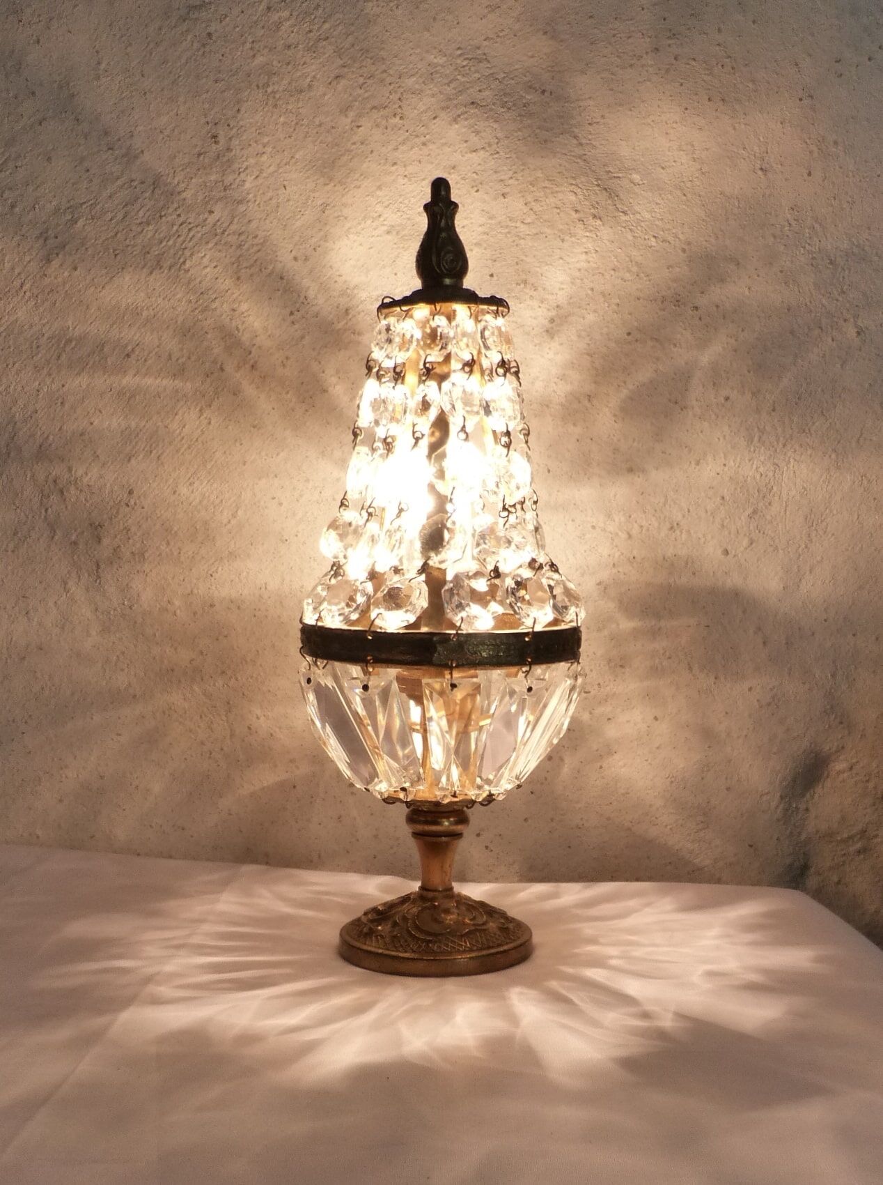 Crystal and brass lamp