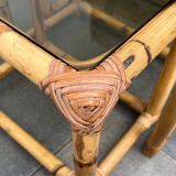Nest of bamboo and glass tables in mid-century style, 1960s, set of 3.