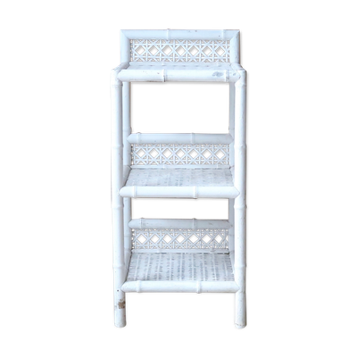 Table d'appoint chevet en rotin blanc années 50