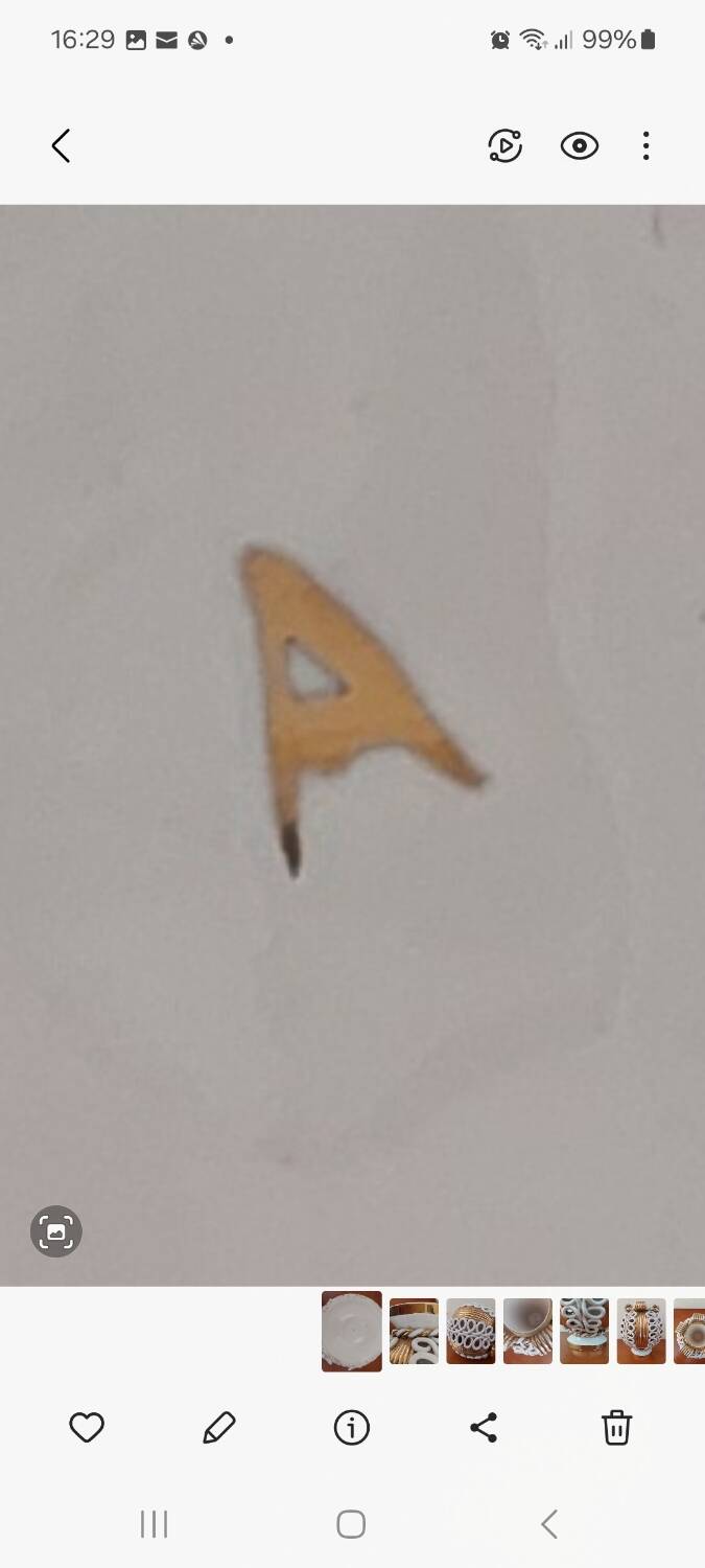 Sainte Radegonde ball vase in white and gold earthenware circa 1940-1950