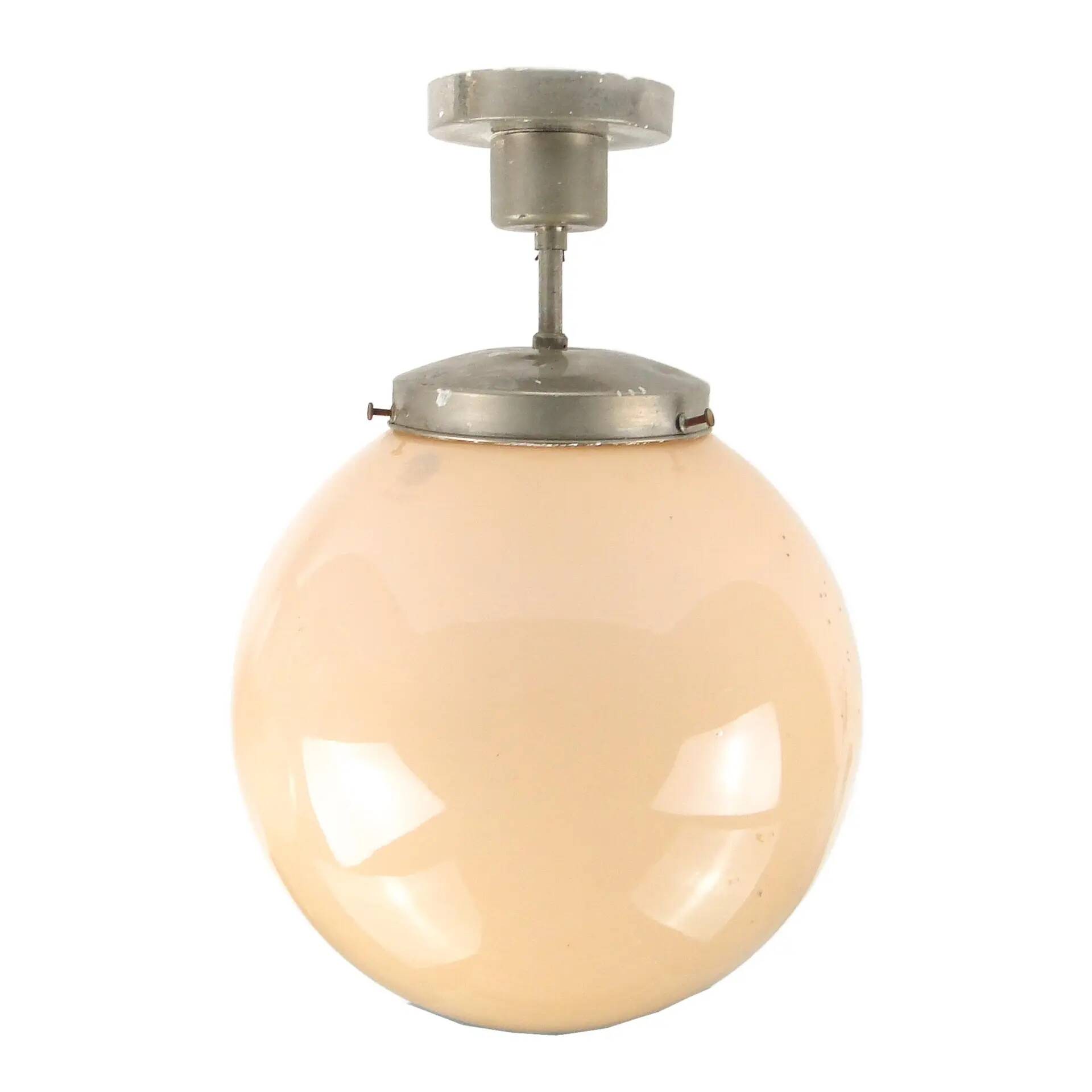 Ceiling lamp, Art Deco, nickel-plated brass, beige glass, Austria, 1930s