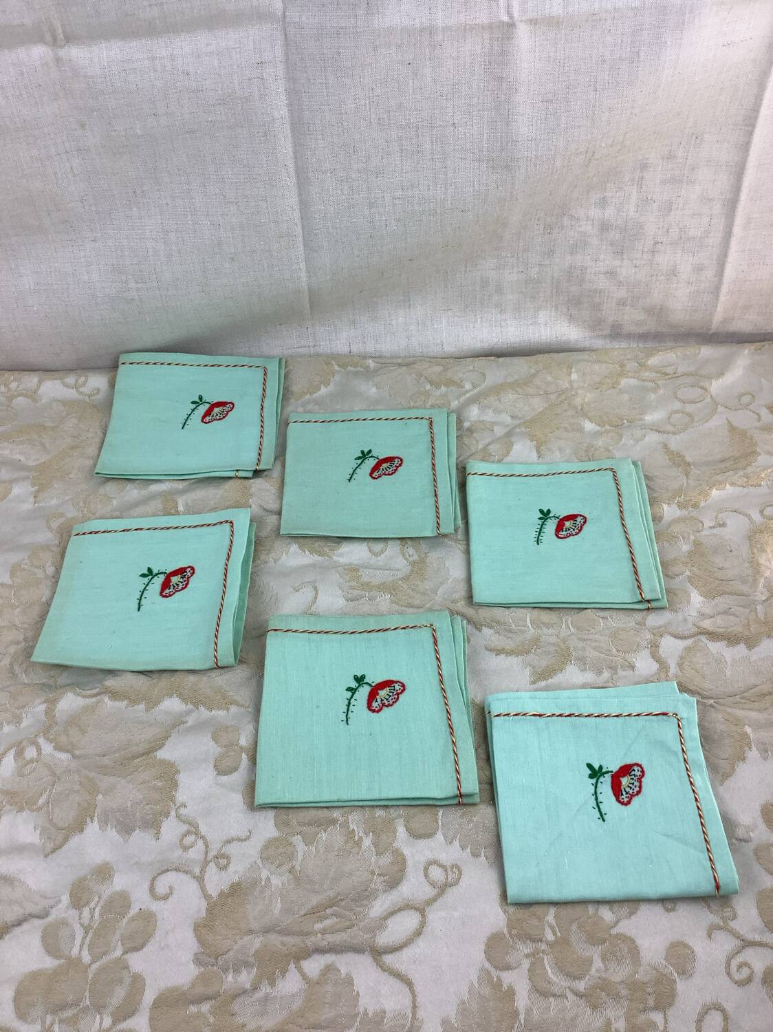 6 Antique tea towels