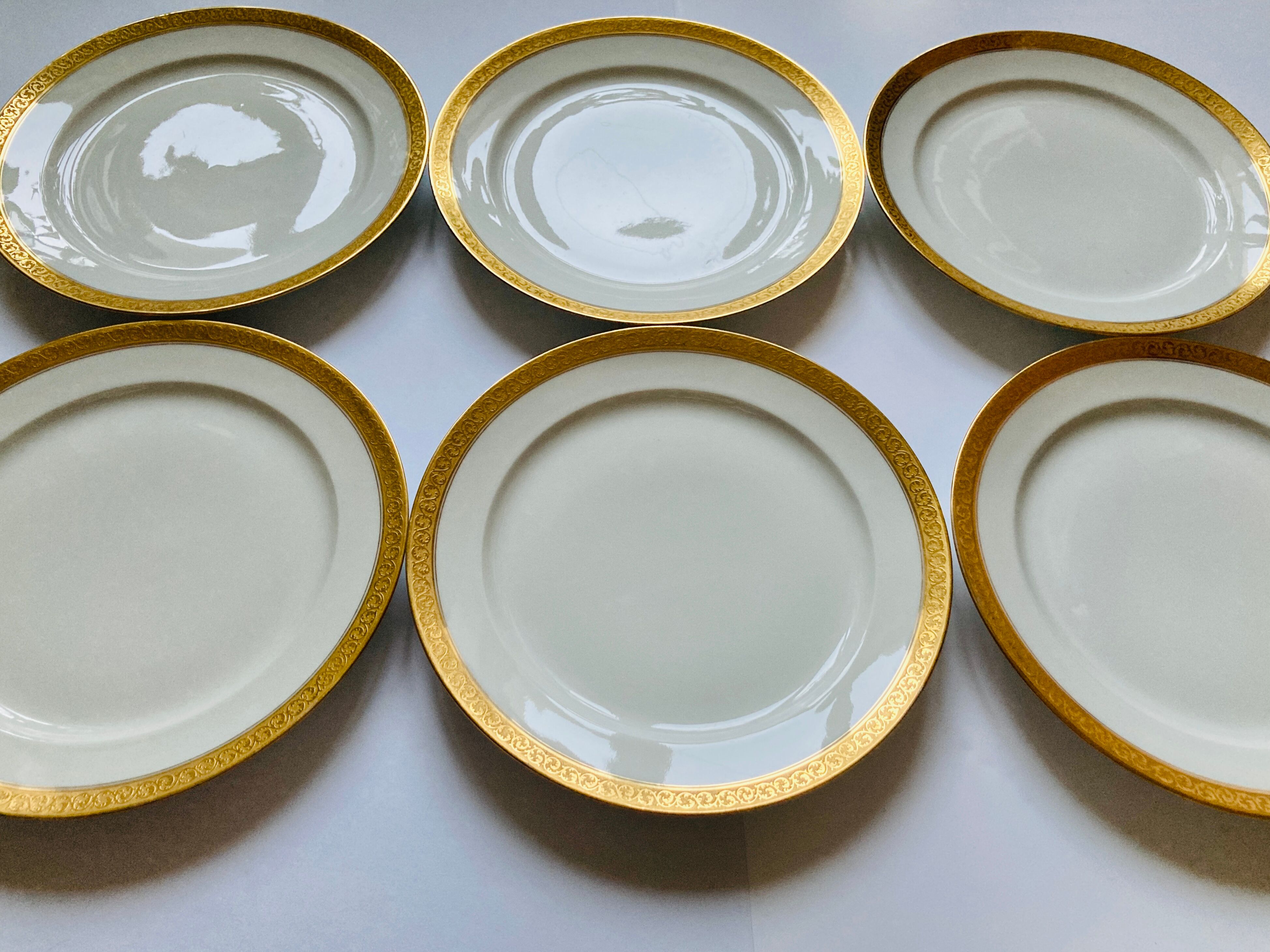 Set of 6 plates GDA France Limoges with golden rim 50's