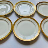 Set of 6 plates GDA France Limoges with golden rim 50's