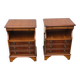 2 old wooden bedside tables with leather top