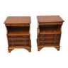 2 tables de chevets en bois ancienne avec plateau cuir