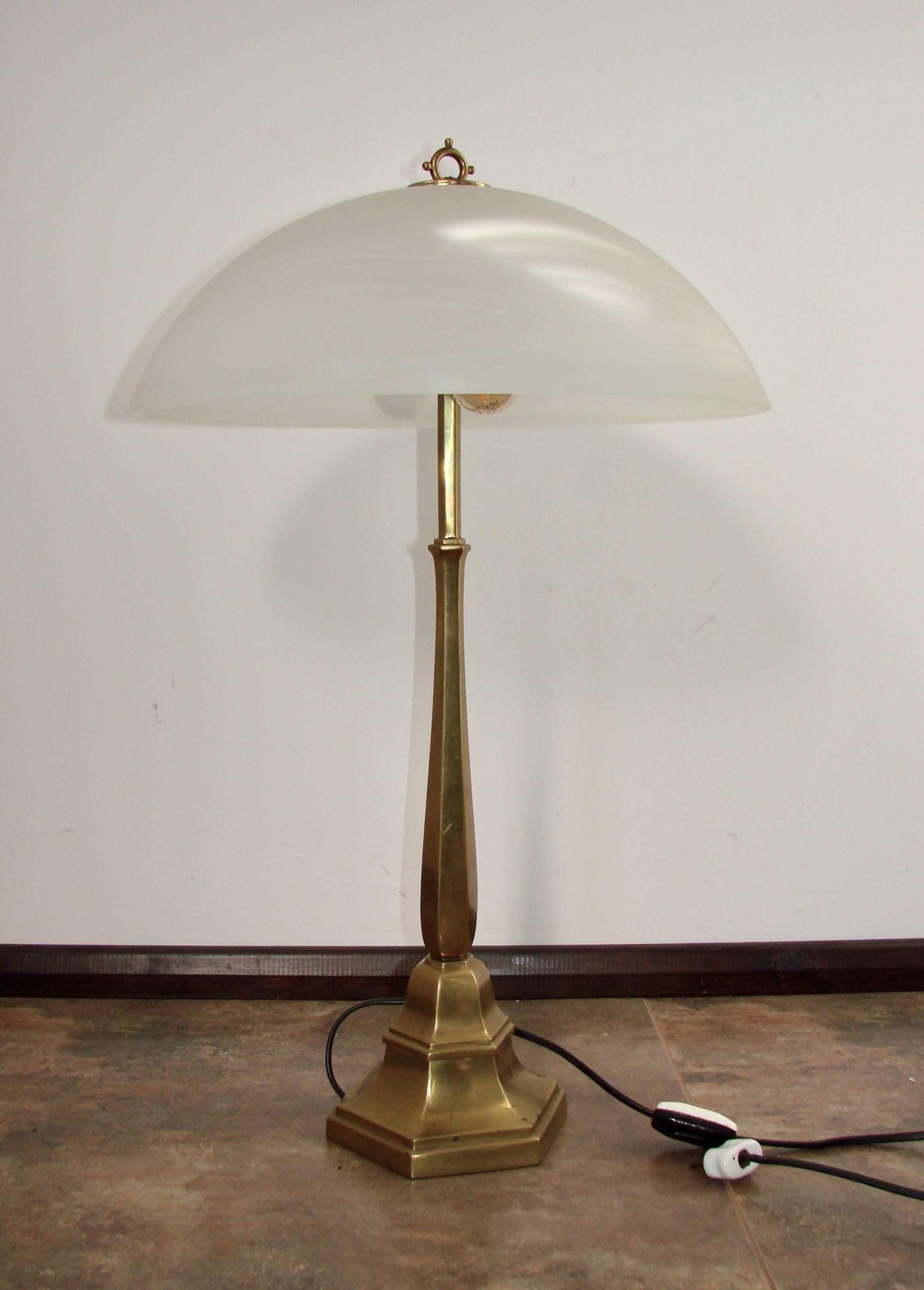 1940s Art Deco brass lamp | 2x E27 | Glass | Vintage