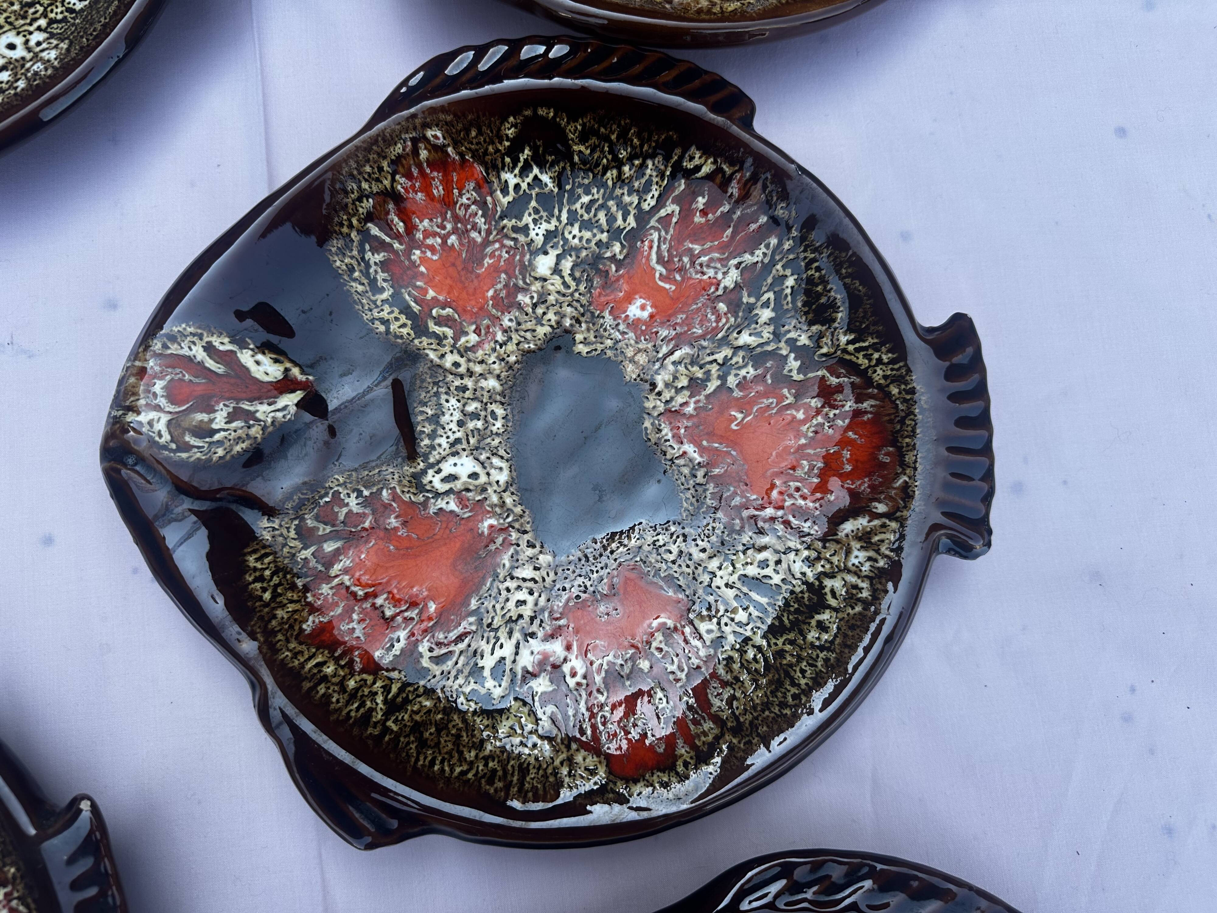 5 fish plates by Marius Giuge for Vallauris