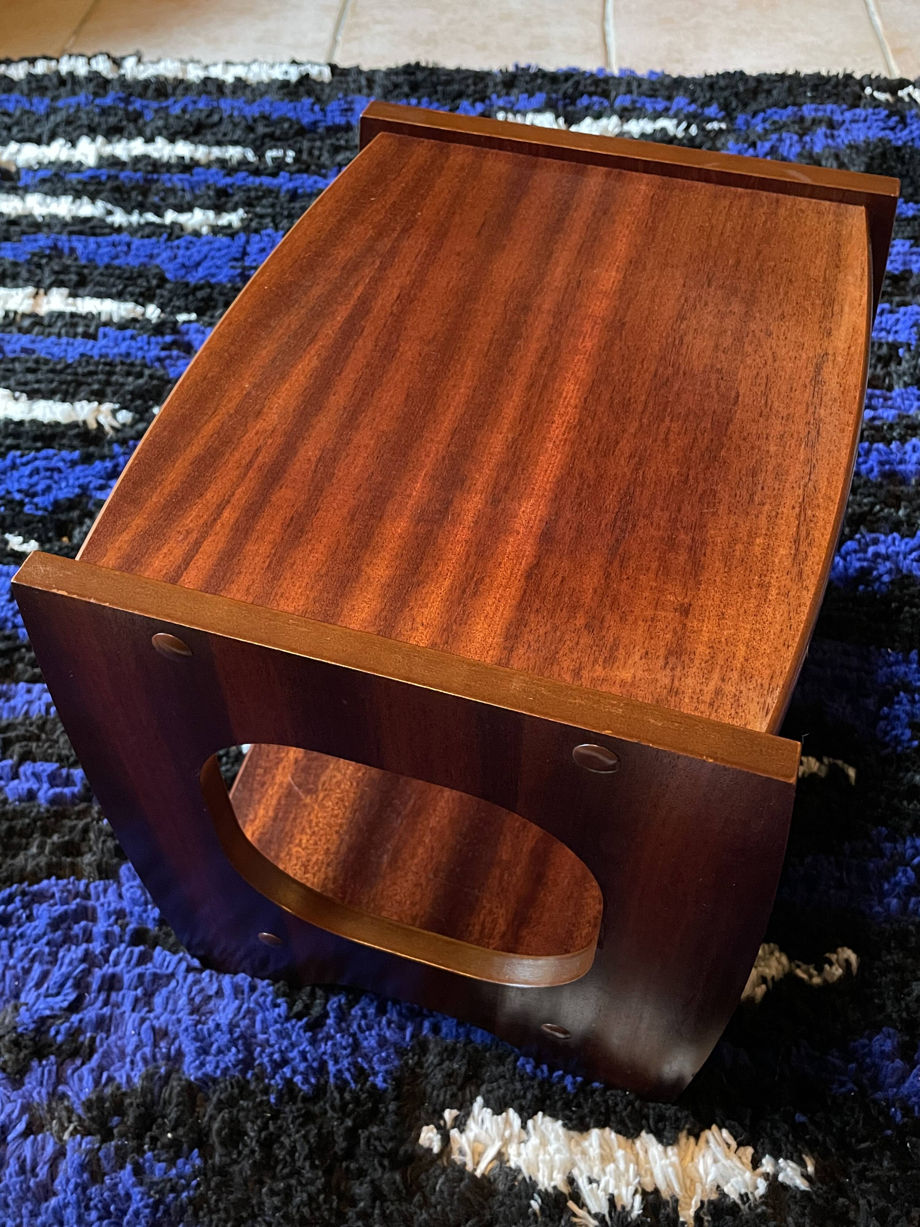 Set of three nesting coffee tables, 1970, dark wood.