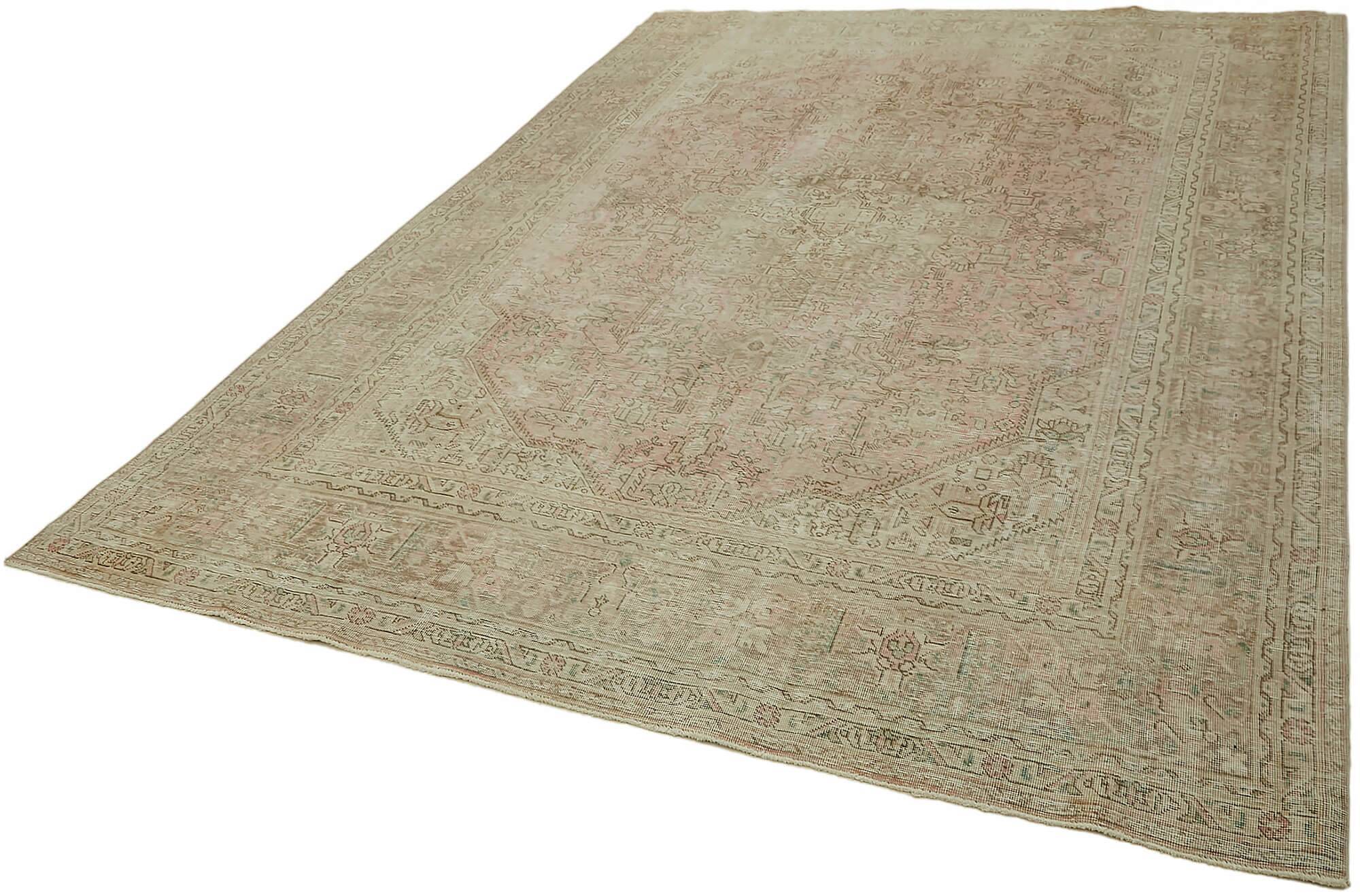 Hand-knotted persian antique 1970s 237 cm x 339 cm beige wool carpet