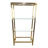 Bookcase in gilded metal and glass, Pierre Vandel Paris, circa 70