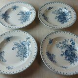 Set of 4 hollow plates, Flore decoration, in Sarreguemines ceramics
