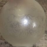 Engraved glass globe tulip oil lamp