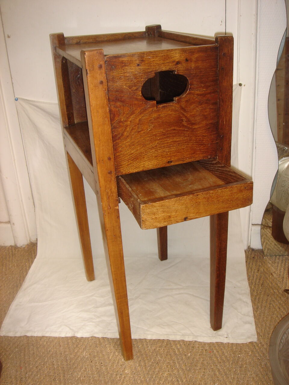 Table d'appoint, chêne avec tiroir secret, 1950