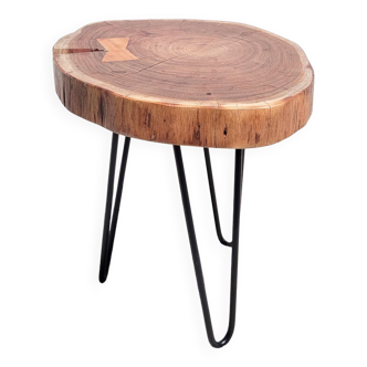 Table d'appoint en acacia et pieds épingles