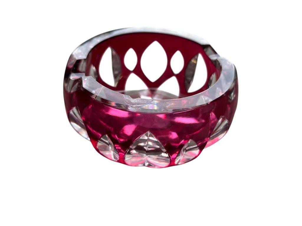 Ruby crystal ashtray Val Saint Lambert Vintage