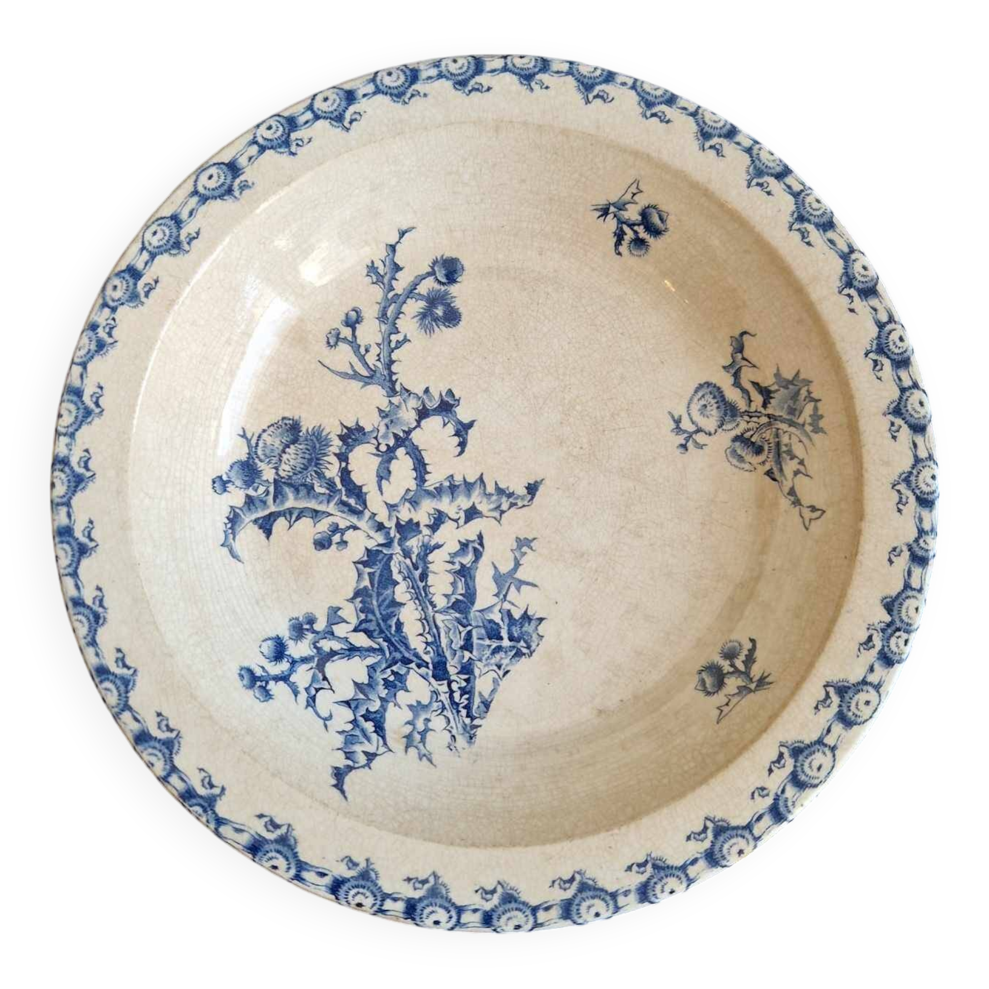 Round iron earth dish Gien thistles model