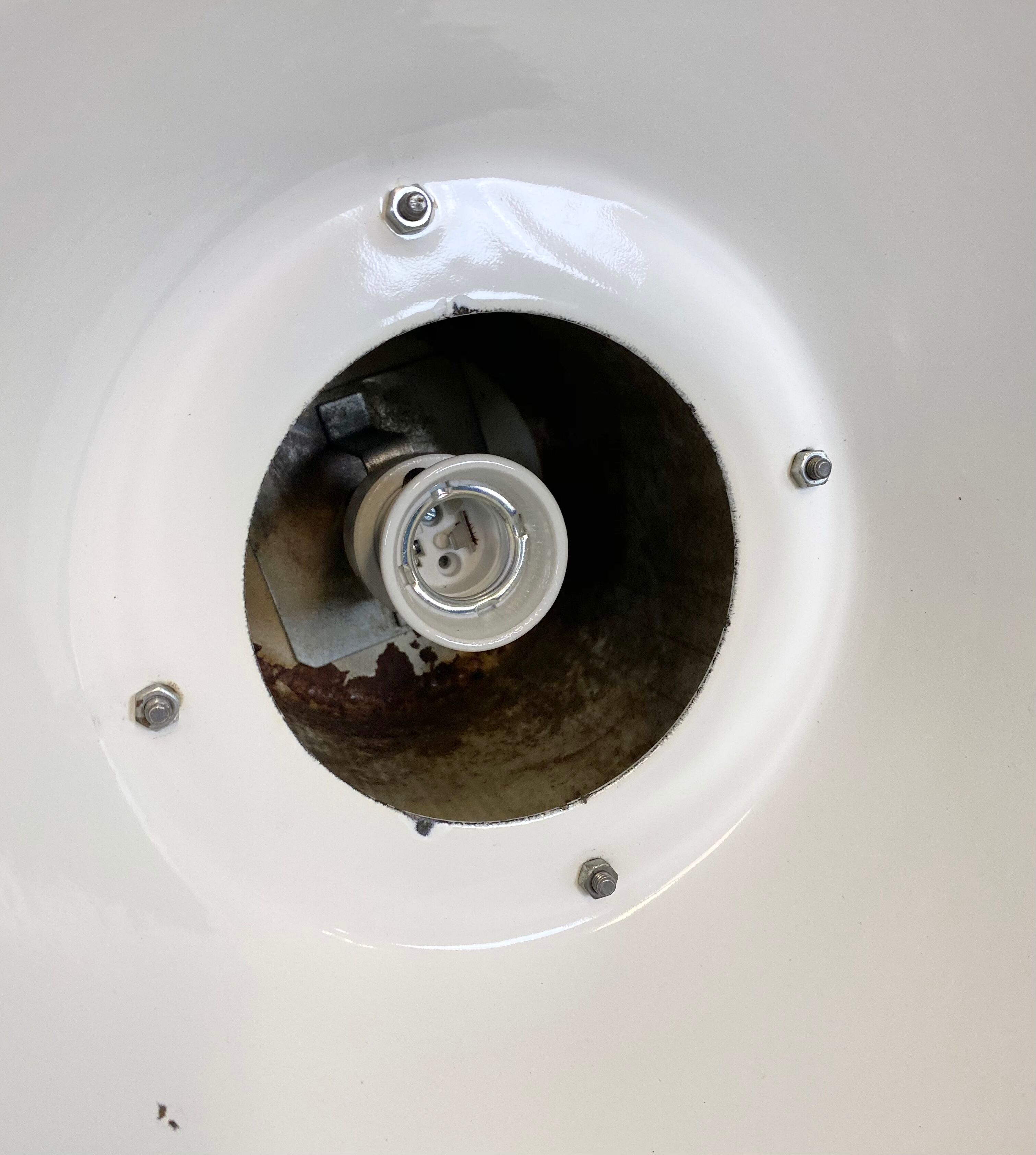 Industrial grey enamel factory lamp, 1960s