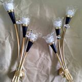 Pair of Lunel wall lights in brass and glass