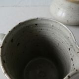 Set of 4 cups, 1 mazagran, 1 milk pot and 1 sugar bowl in pyrity sandstone, signed