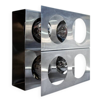 Sculptural lamp with four lights in steel by Roche Bobois, France, 1970s.